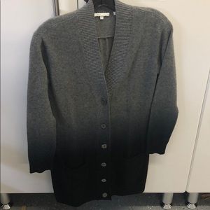 Vince ombré grey to black cashmere duster